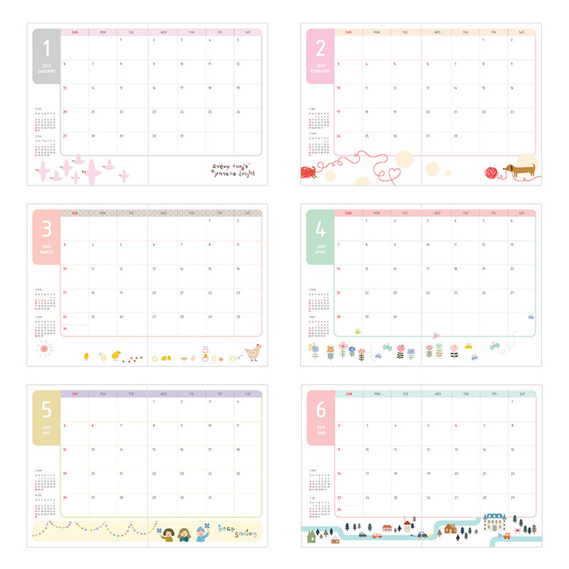 Monthly plan - 2019 Smiley dated daily diary with tray Monthly plan - 2019 Smiley dated daily diary with tray