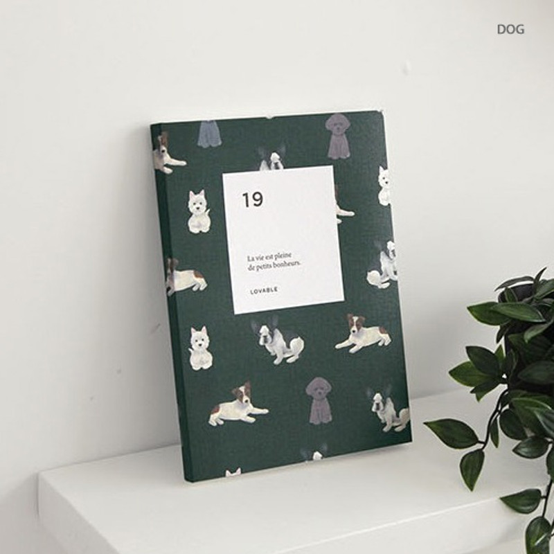 Dog - 2019 Lovable medium dated weekly diary