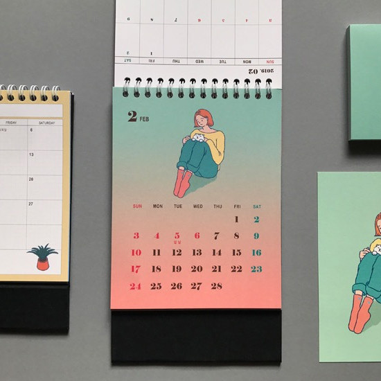 2019 Today illustration desk flip calendar