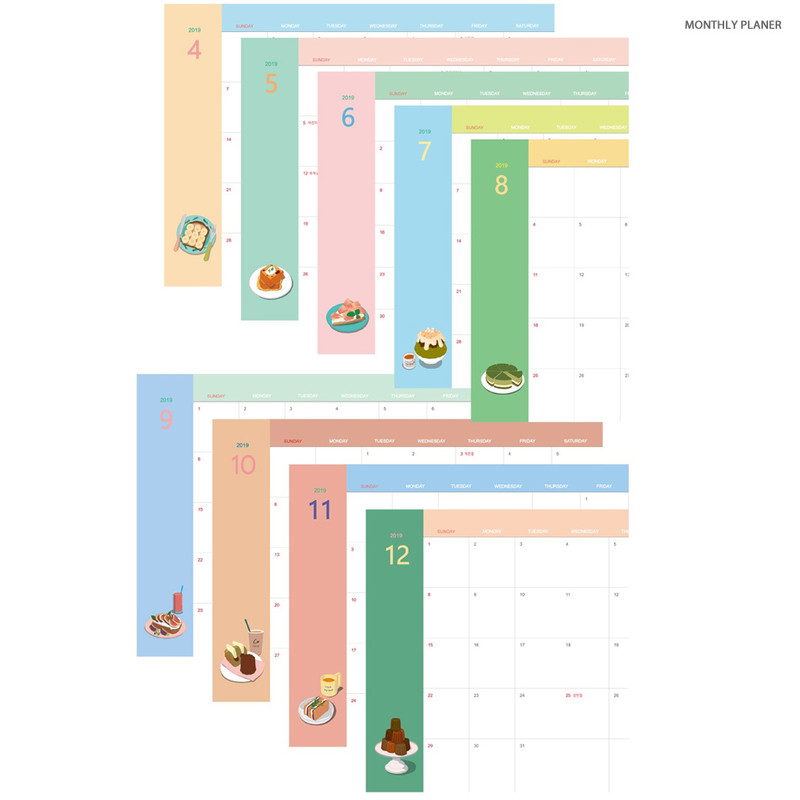 Monthly plan - 2019 Sweet illustration dated weekly scheduler