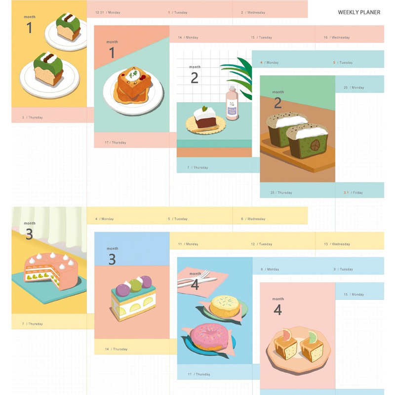 Weekly plan - 2019 Sweet illustration dated weekly scheduler