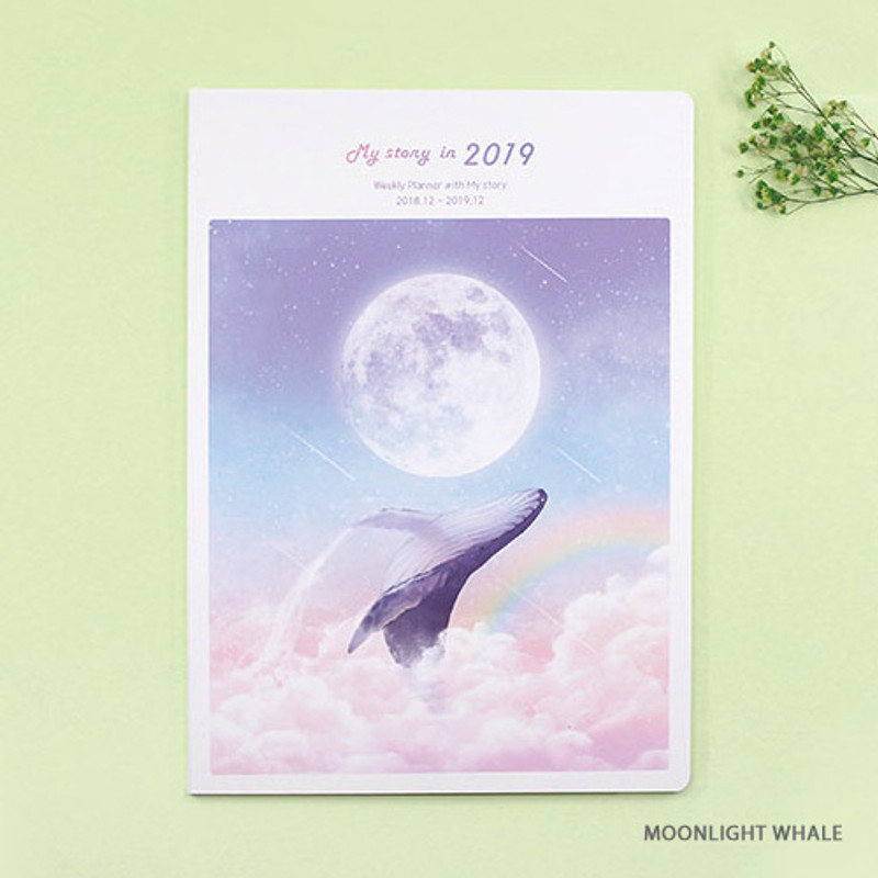 Moonlight whale - 2019 My story large dated weekly planner scheduler