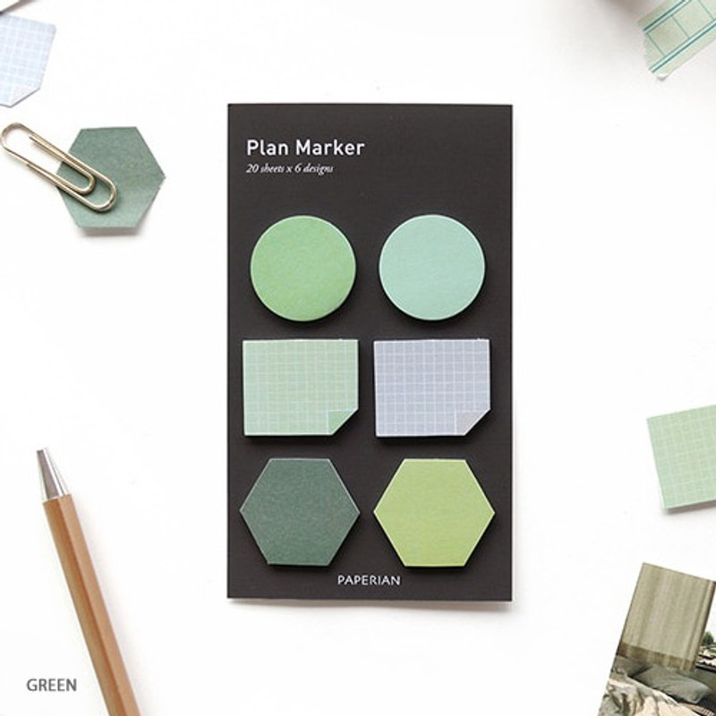 Green - Small sticky note set for monthly and weekly plan