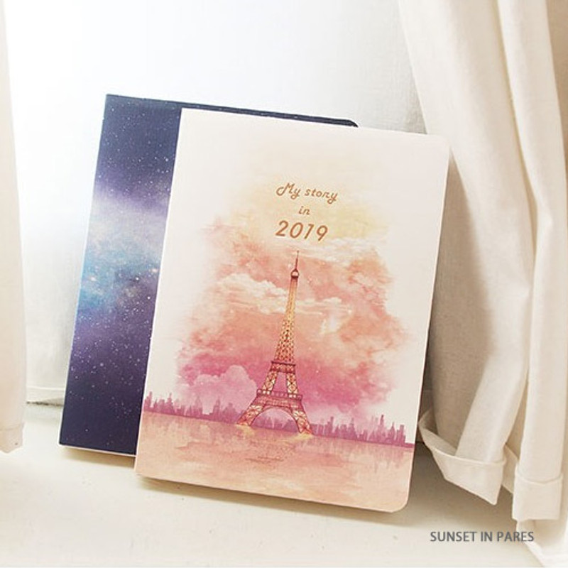 Sunset in Paris - 2019 My story small dated daily diary journal