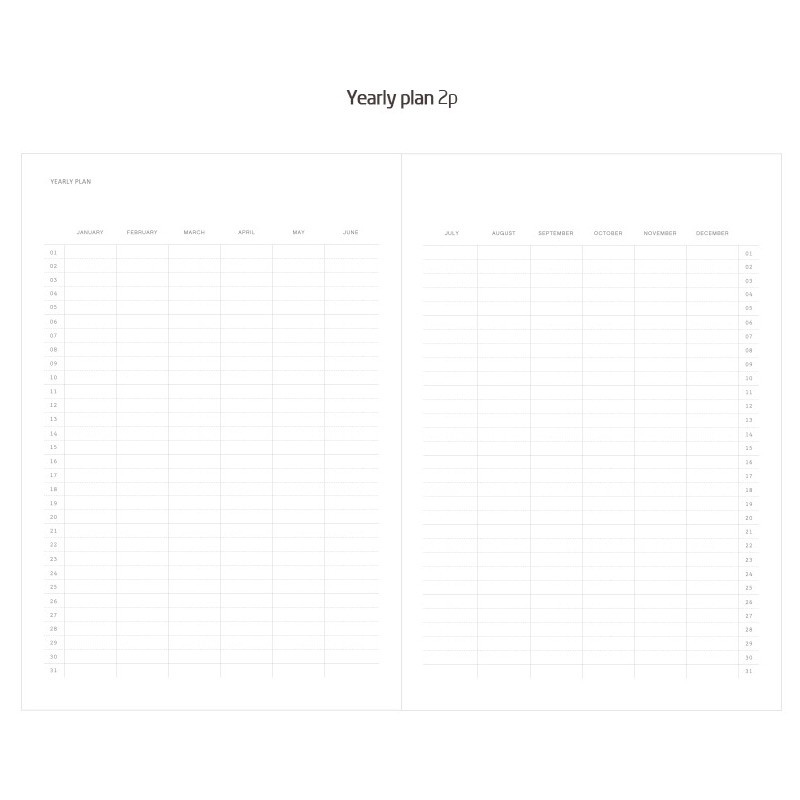 Yearly plan - 2019 Monday to Sunday spiral dated weekly diary planner