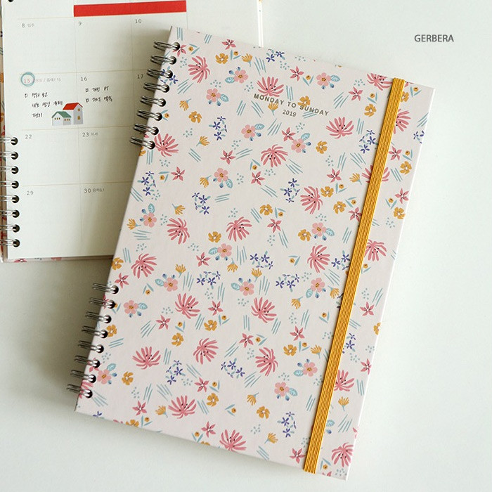 Gerbera - 2019 Monday to Sunday spiral dated weekly diary planner