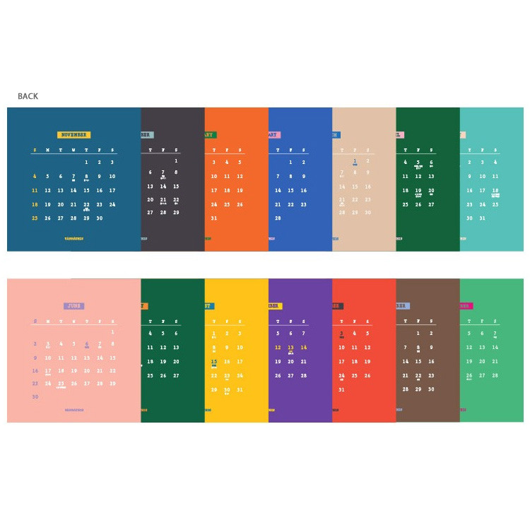 Back page - 2019 Retro spiral bound desk flip calendar