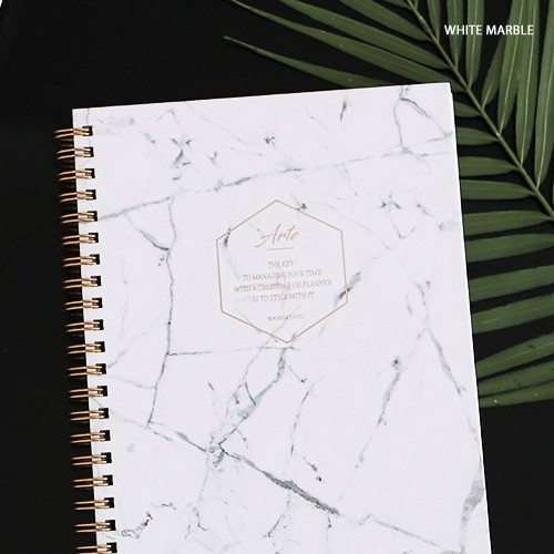 White marble - Arte art undated weekly agenda scheduler