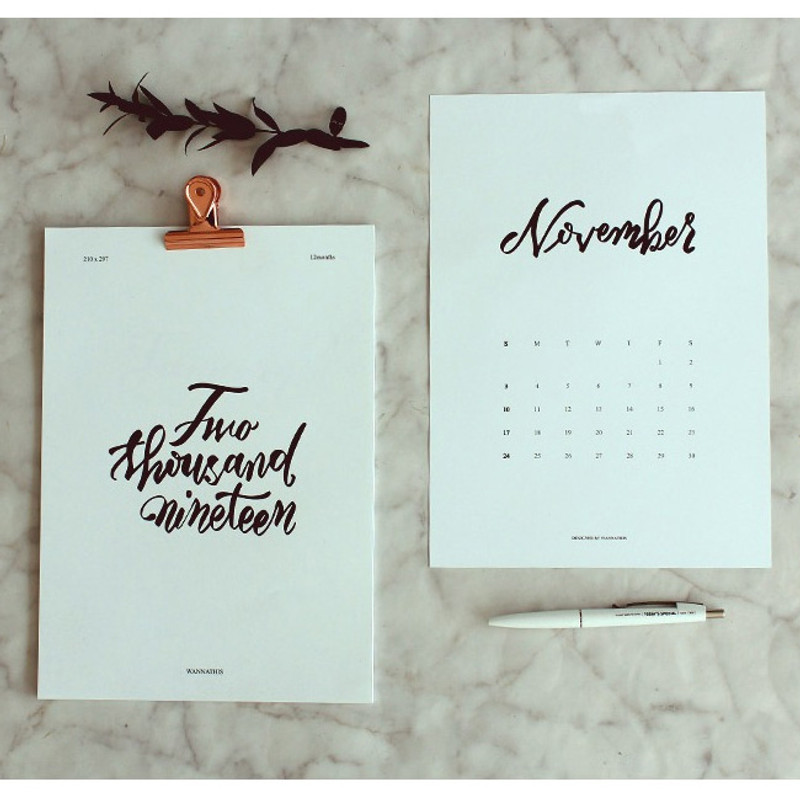 2019 Calligraphy A4 size calendar sheets pad 2019 Calligraphy A4 size calendar sheets pad