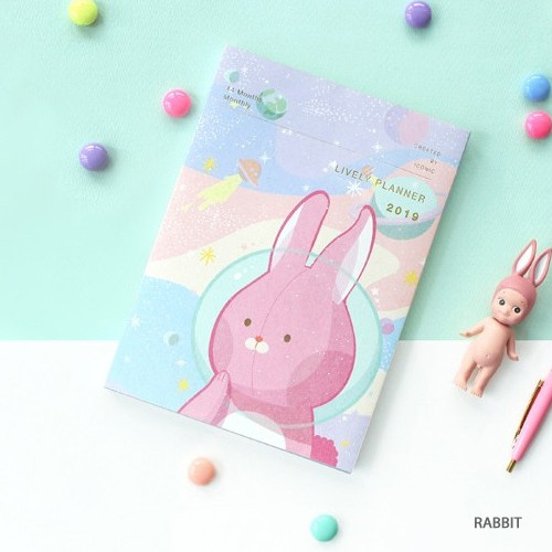 Rabbit - ICONIC 2019 Lively illustration dated monthly diary planner