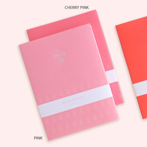 Pink, Cherry pink - 3AL Hello 2019 small dated weekly agenda scheduler