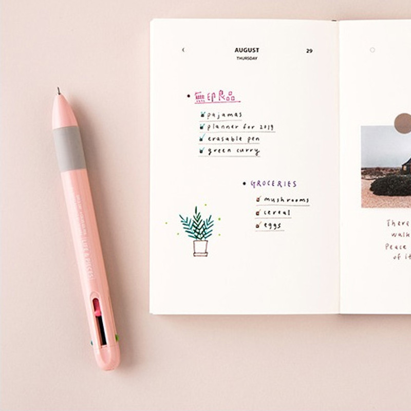 Pink - Life and pieces 4 in 1 multi gel pen 0.4 mm