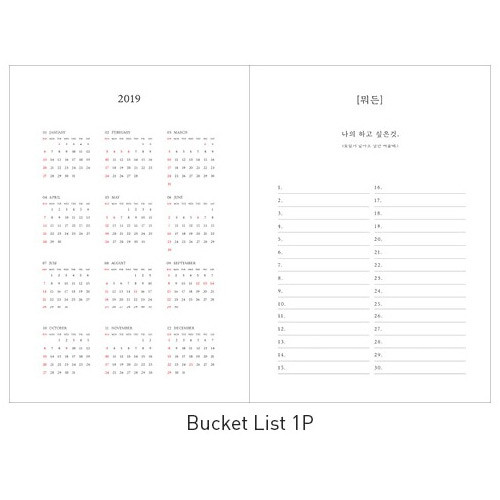 Bucket list - Ardium 2019 Memory dated daily agenda planner