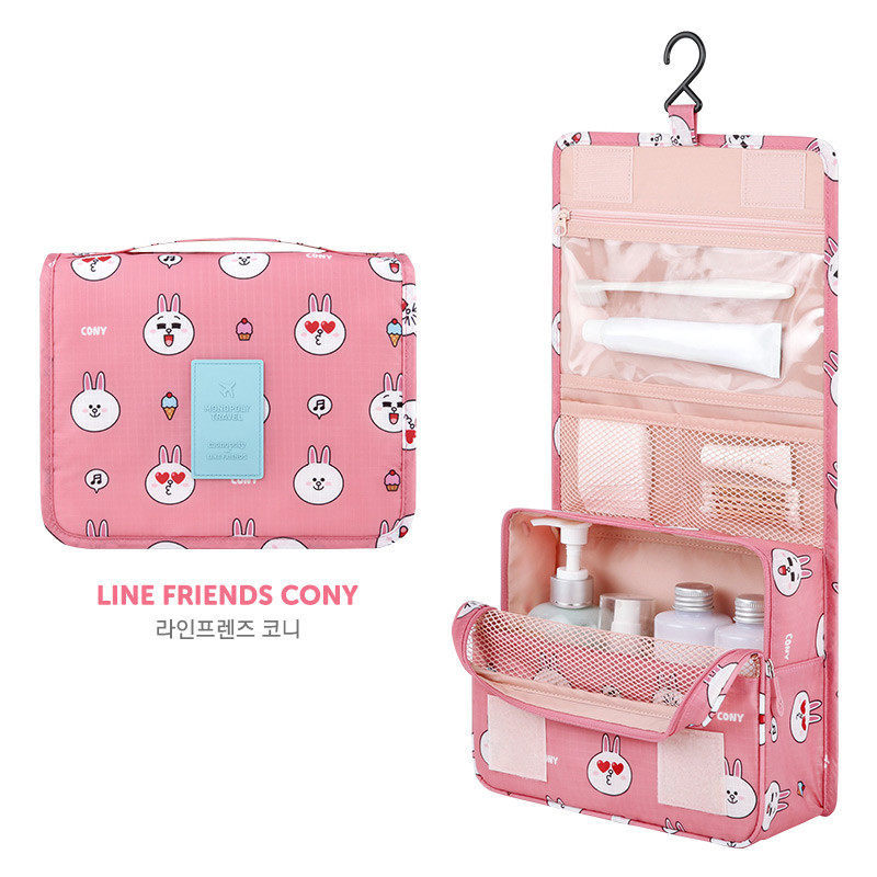 Cony - Line friends pattern travel hanging toiletry bag