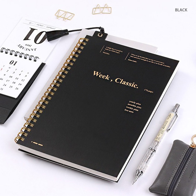 Black - Wanna This Classic spiral bound dateless weekly planner Black - Wanna This Classic spiral bound dateless weekly planner