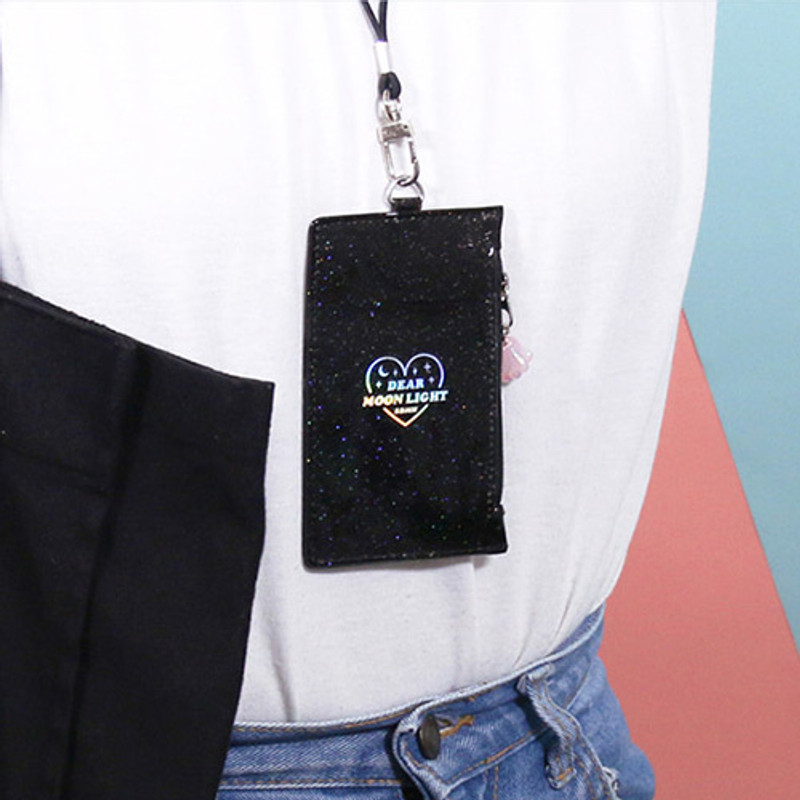 Dear moonlight twinkle zipper card case with neck strap Dear moonlight twinkle zipper card case with neck strap