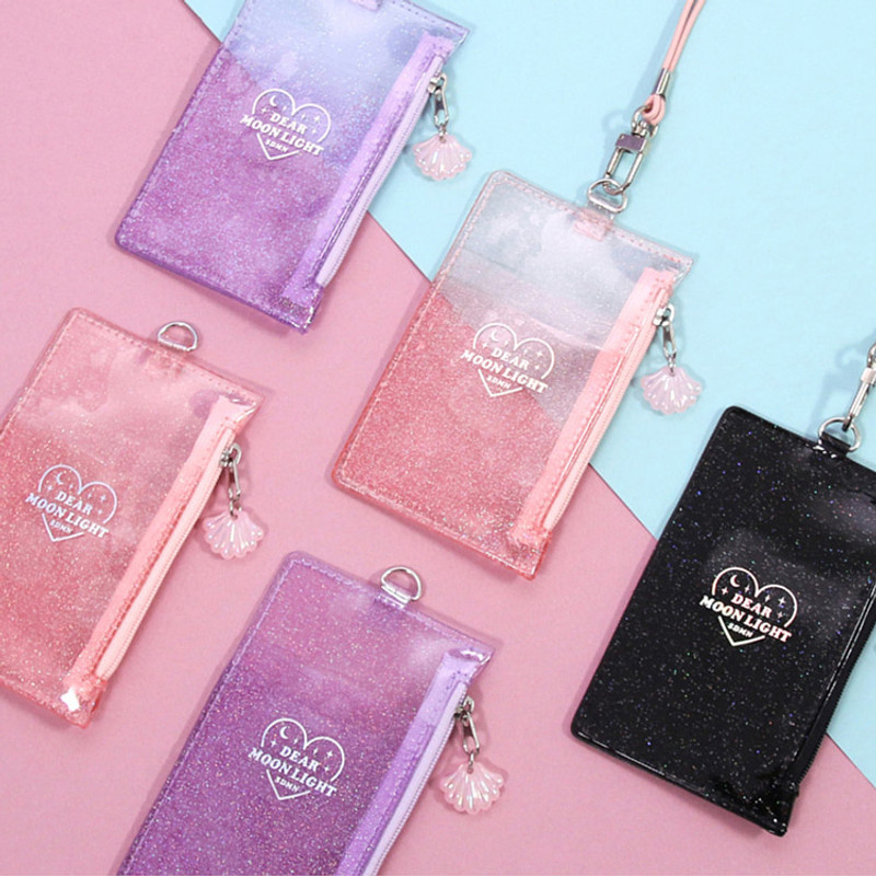Second mansion Dear moonlight twinkle zipper card case with neck strap Second mansion Dear moonlight twinkle zipper card case with neck strap