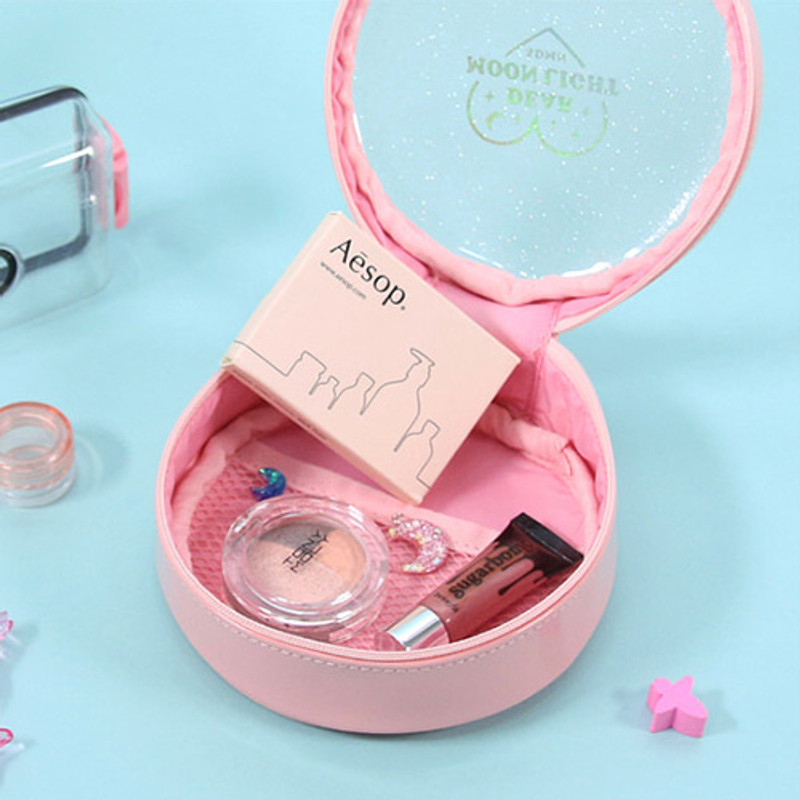 Pink - Dear moonlight twinkle circle zipper pouch