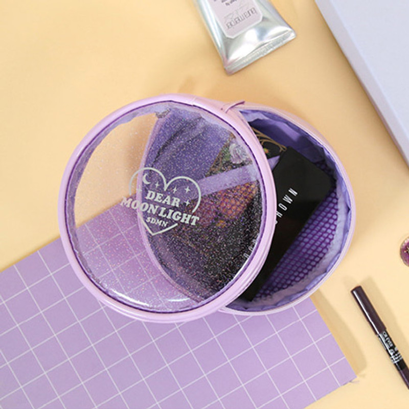 Lavender - Dear moonlight twinkle circle zipper pouch