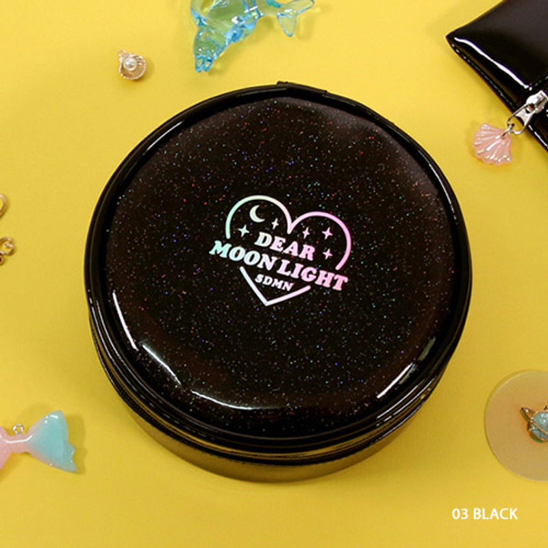 Black - Dear moonlight twinkle circle zipper pouch