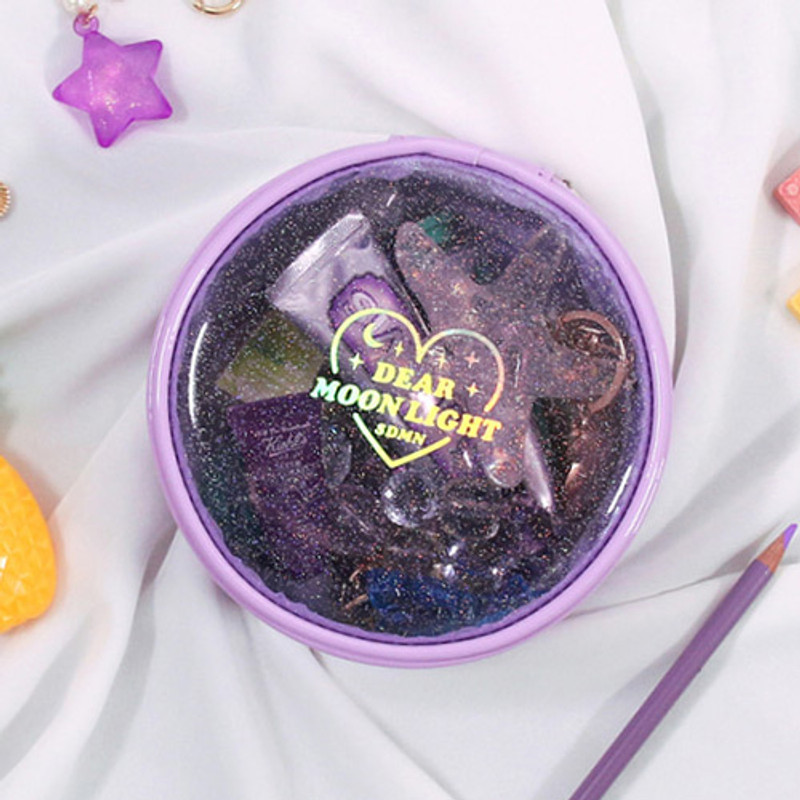 Lavender - Dear moonlight twinkle circle zipper pouch