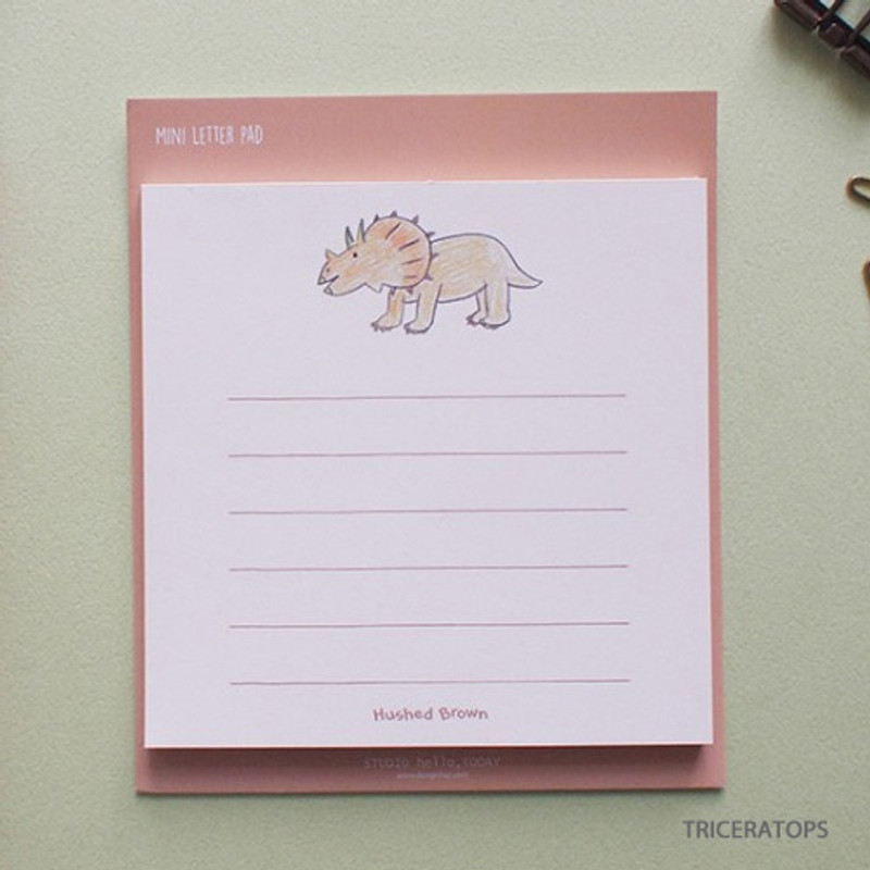 Triceratops - Hello Today Hushed brown small lined memo notepad Triceratops - Hello Today Hushed brown small lined memo notepad