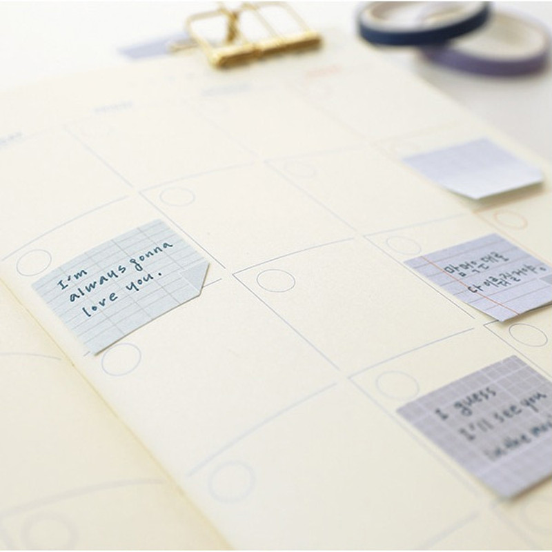 Blue - Note small sticky memo set for monthly and weekly plan