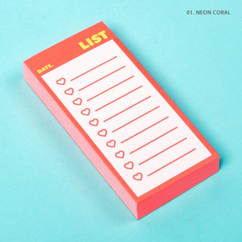 Neon coral - Lucalab Neon small checklist memo notepad Neon coral - Lucalab Neon small checklist memo notepad