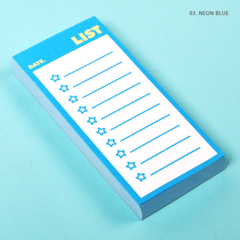 Neon blue - Lucalab Neon small checklist memo notepad Neon blue - Lucalab Neon small checklist memo notepad