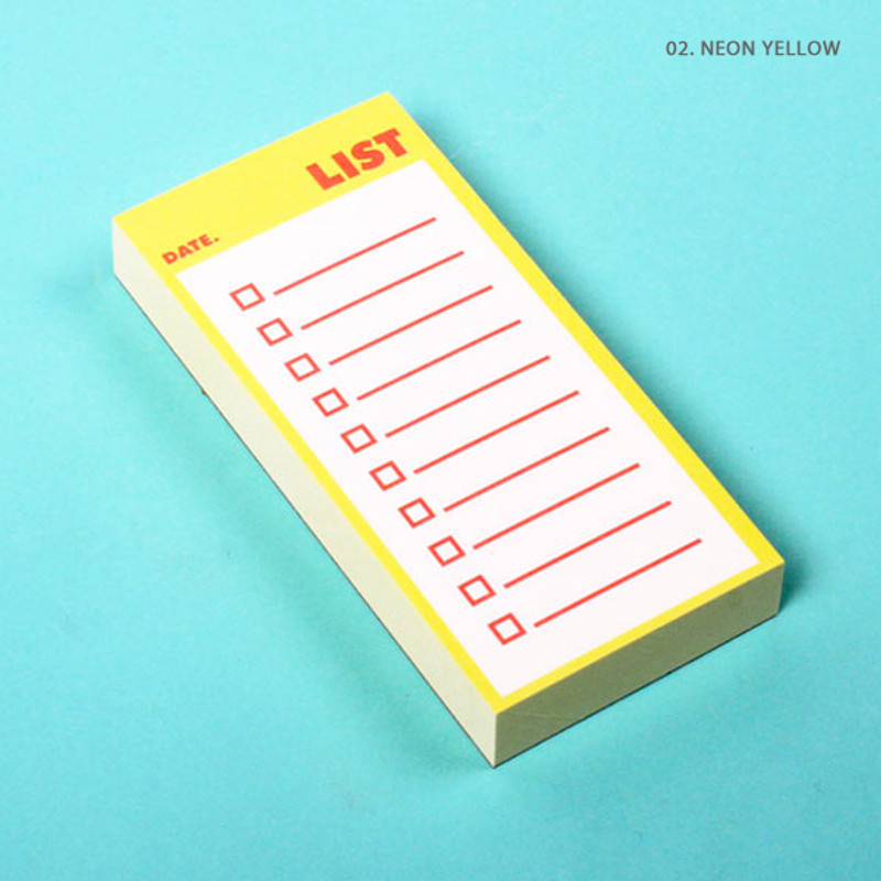 Neon yellow - Lucalab Neon small checklist memo notepad Neon yellow - Lucalab Neon small checklist memo notepad