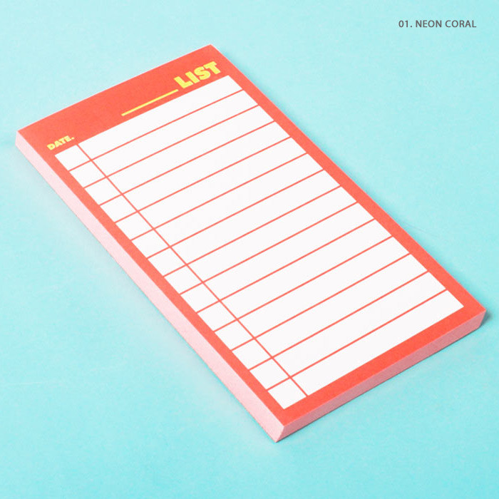 Neon coral - Lucalab Neon medium checklist memo notepad