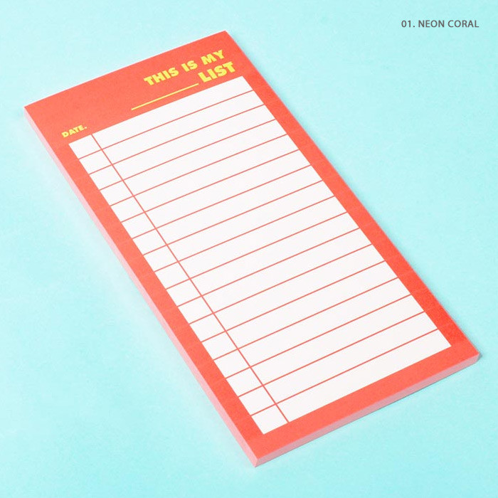 Neon coral - Lucalab Neon large checklist memo notepad