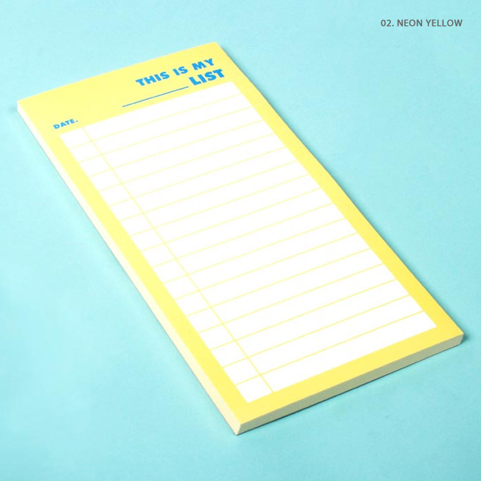 Neon yellow - Lucalab Neon large checklist memo notepad