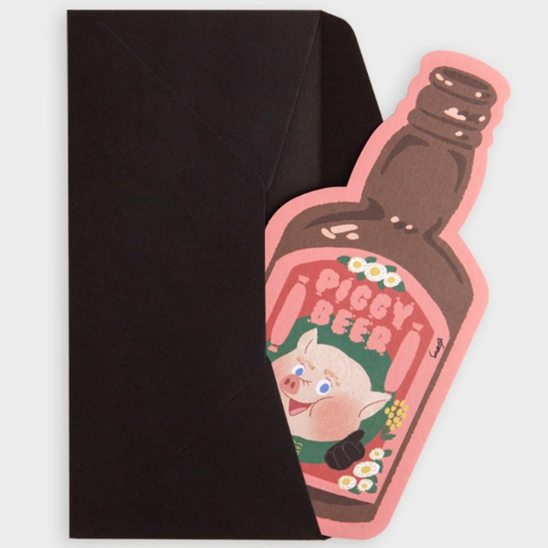 SOSOMOONGOO Piggy beer card and envelope set SOSOMOONGOO Piggy beer card and envelope set