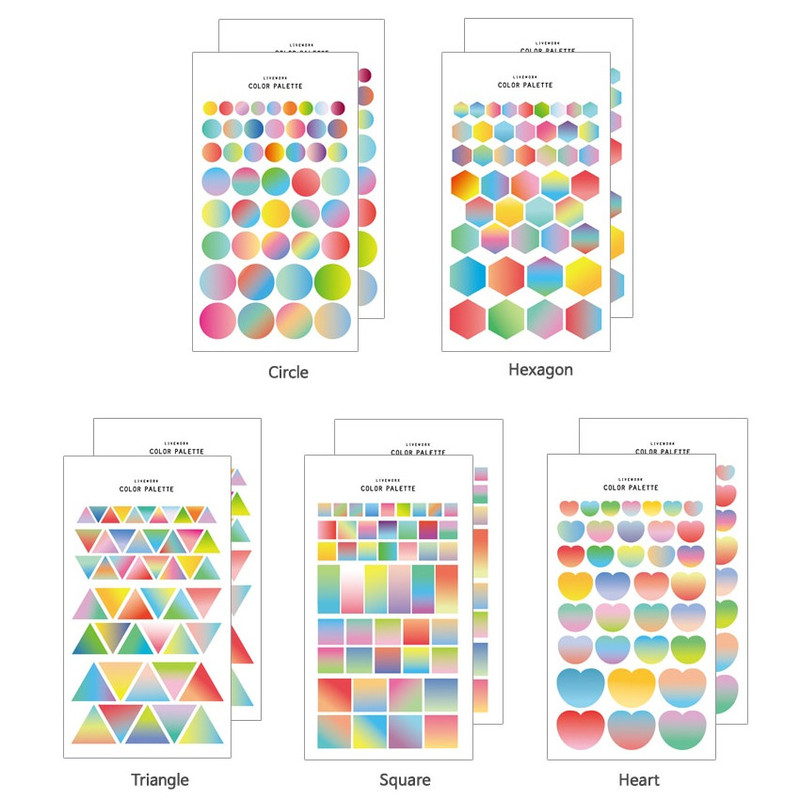 Livework Color palette gradation deco sticker set of 10 sheets