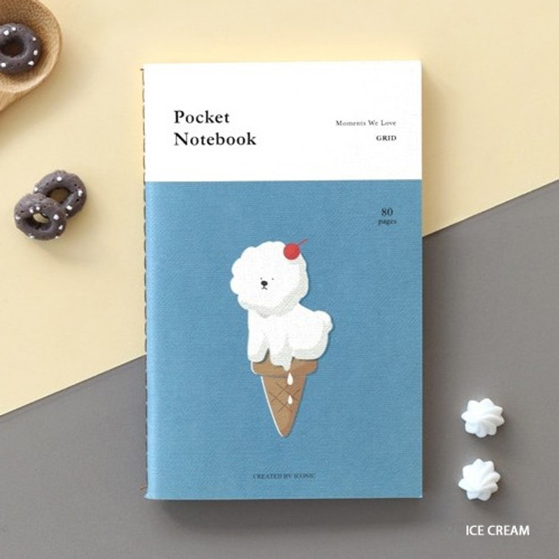 Ice cream - Pocket sewn bound small grid notebook ver.2 Ice cream - Pocket sewn bound small grid notebook ver.2
