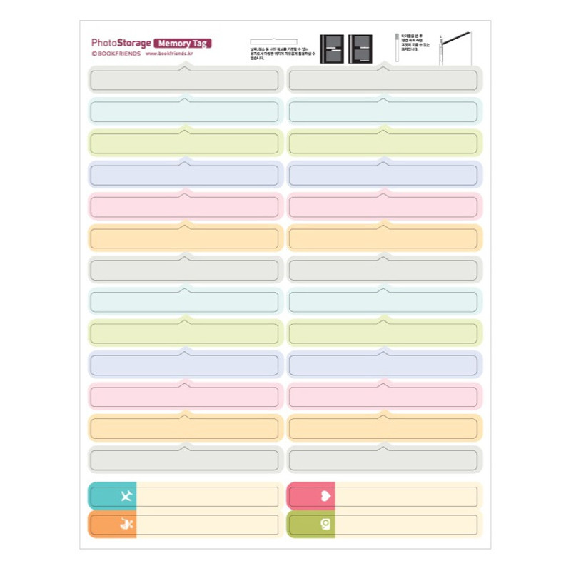 Comes with memory tags sheet