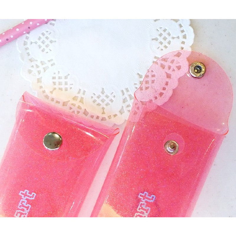 Snap button - N.IVY Simple heart glitter folding pencil case Snap button - N.IVY Simple heart glitter folding pencil case