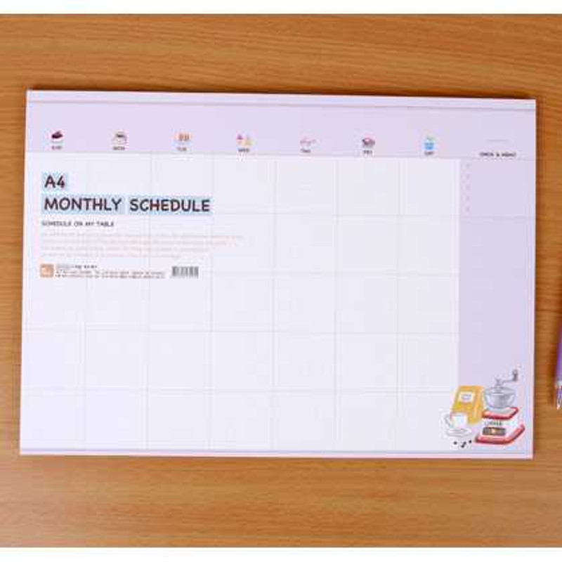 A4 Size monthly schedule desk pad memo pad planner