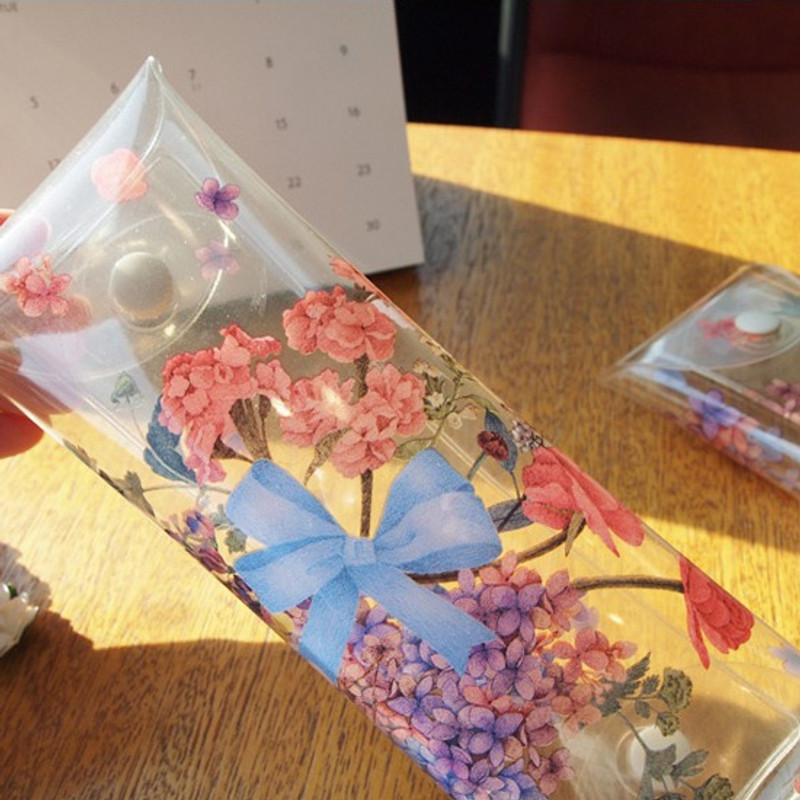 Ribbon - Moons friends flower clear folding pencil case Ribbon - Moons friends flower clear folding pencil case