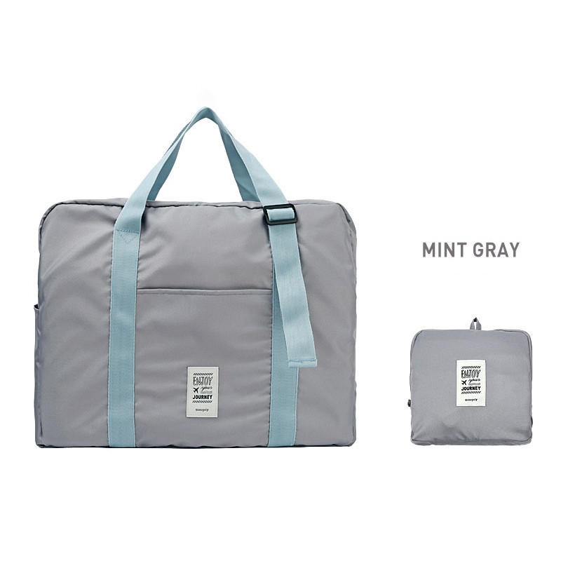 Mint gray - Easy carry large travel foldable duffle bag