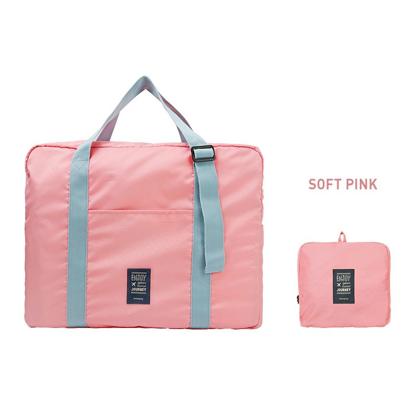 Soft pink - Easy carry large travel foldable duffle bag