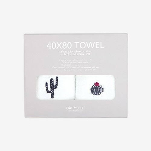 Dailylike Embroidery cotton hand towel set - Cactus