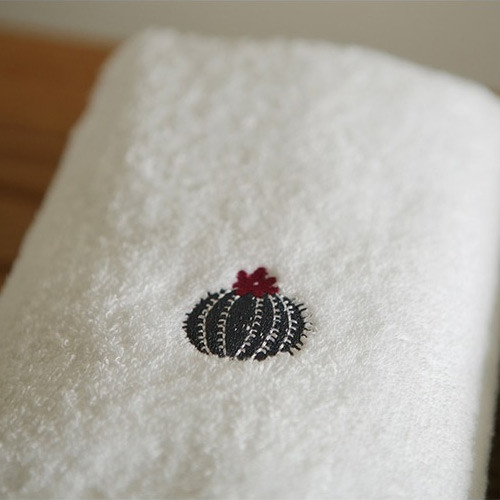 Example of use - Embroidery cotton hand towel set - Cactus