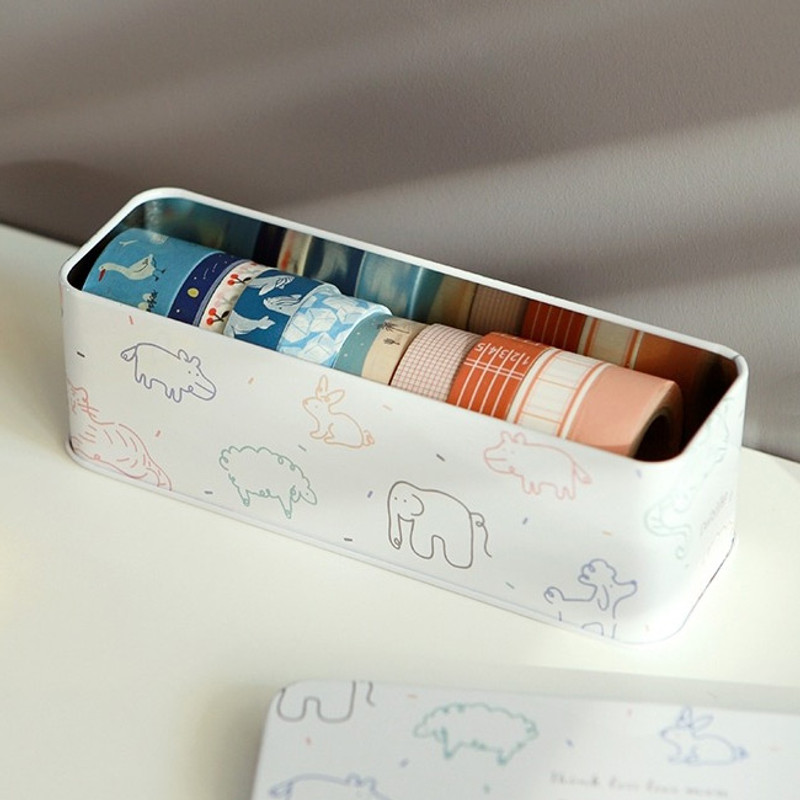Example of use - Dailylike Doodling metal rectangular tin case box Example of use - Dailylike Doodling metal rectangular tin case box