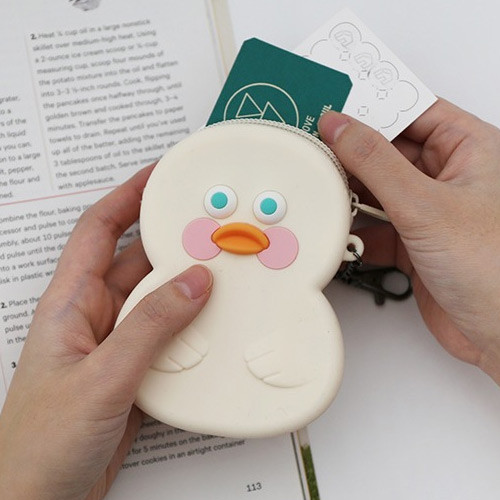White duck - Brunch brother duck silicon zipper pouch with keychain