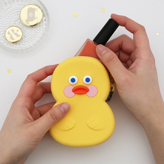 Yellow duck - Brunch brother duck silicon zipper pouch with keychain