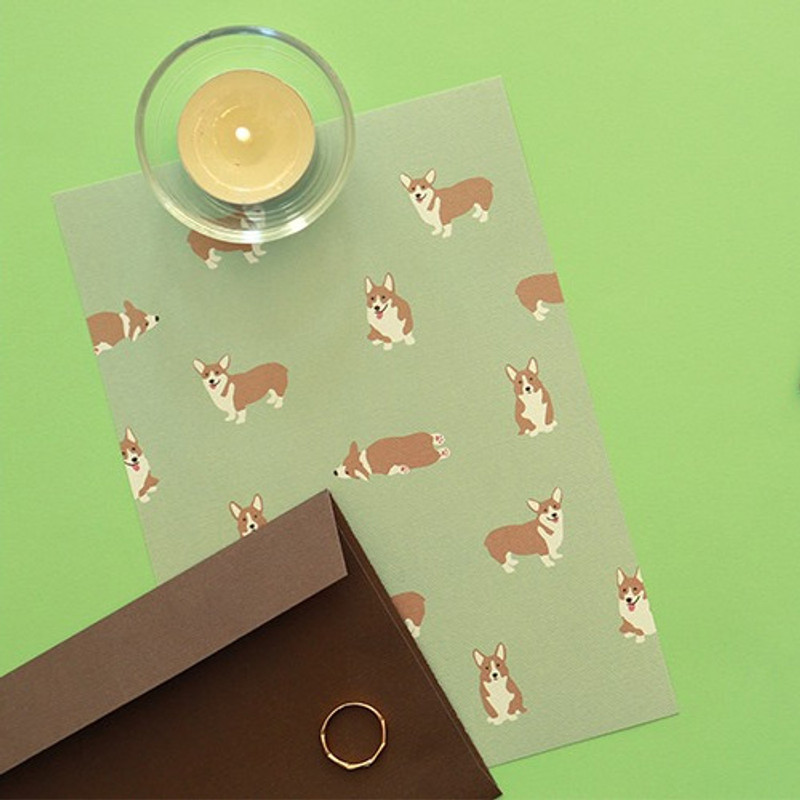 Dailylike Daily letter paper and envelope set - Welsh corgi