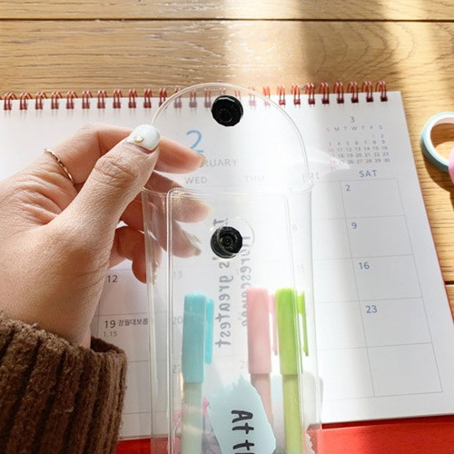 Snap button - N.IVY Florescence PVC clear folding pencil case