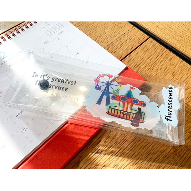 N.IVY Florescence PVC clear folding pencil case